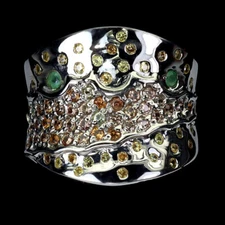 Summer 925 Silver Ring Round Sapphire Emerald Gemstone Jewelry Size 8