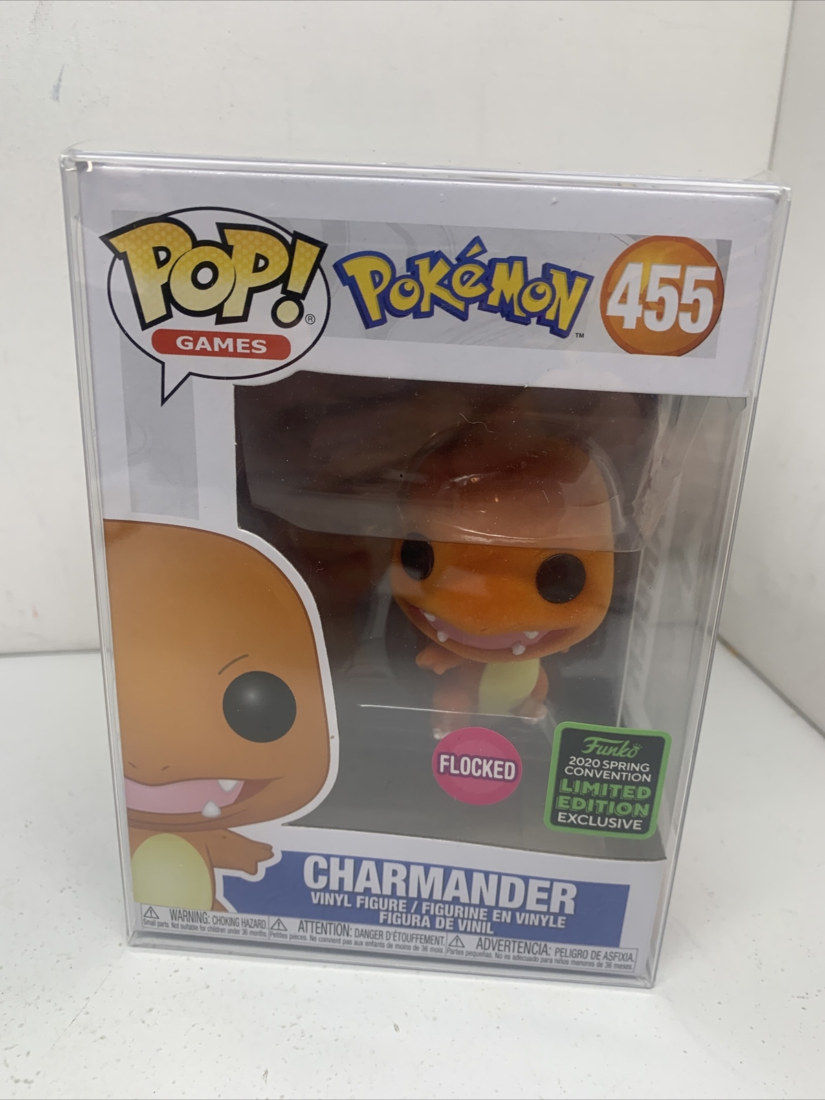 Pokémon Funko Pop 2020 Convención De Primavera: Flocked Charmander #455 ¡Con Protector!