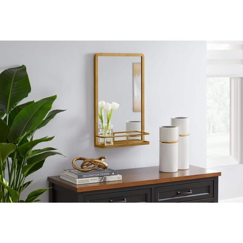 Home Decorators Collection Wall Mirror 15"Wx24"H Rectangular w/ Shelf Iron Gold - Picture 6 of 6