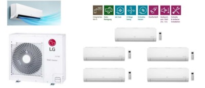 LG  5-Fach STANDARD 2 Multi Split 3x2,0kW+1x2,5kW+1x3,5kW Klimaanlage Wärmepumpe