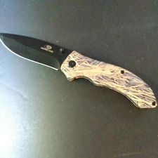 Mossy Oak 8in Folding Pocket Clip black blade Knife w shadow grass camo Pattern 