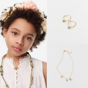 Authentic NWT ZARA GIRLS STERLING SILVER AND 24 KT GOLD PLATED CHAIN / EARRINGS