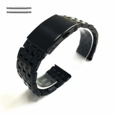 Polished High Quality Solid Steel Black Metal Replacement Watch Band #5126