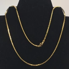 Women Men Unisex Gold Plated Stainless Steel 1mm Round Box Chain Necklace 21"L