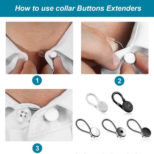 24 Pieces Collar Extenders Elastic Button Extender Neck Extenders for Shirt P... - Picture 2 of 7