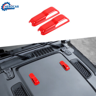  Engine Hood Hinge Cover Decora Trim for Jeep Wrangler JL  JT Red Accessories
