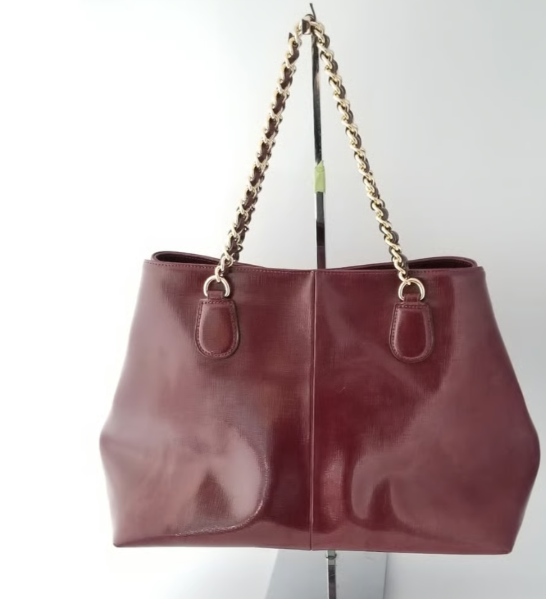 Coach Payton Oxblood Patent Leather Shoulder Bag w/Matching Zip 