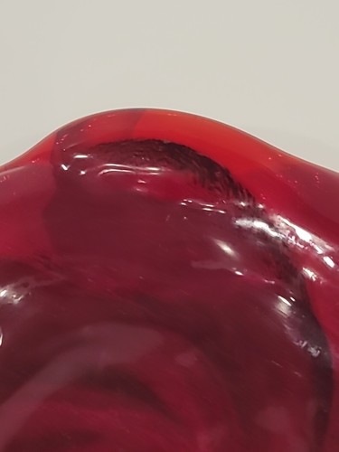 Vintage Fenton Ruby Red Swirl Ashtray/Candy/Trinket Dish Textured 8" Heavy Glass - Picture 21 of 24