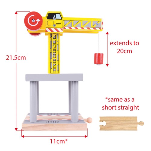 Bigjigs Rail Wooden Big Yellow Crane Railway Track Extension Toy Train Set New - Picture 7 of 7