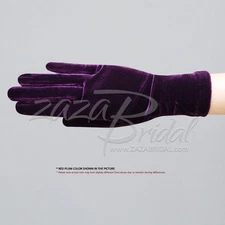 Stretch Velvet Gloves Slip-On Wrist Length / Various Colors