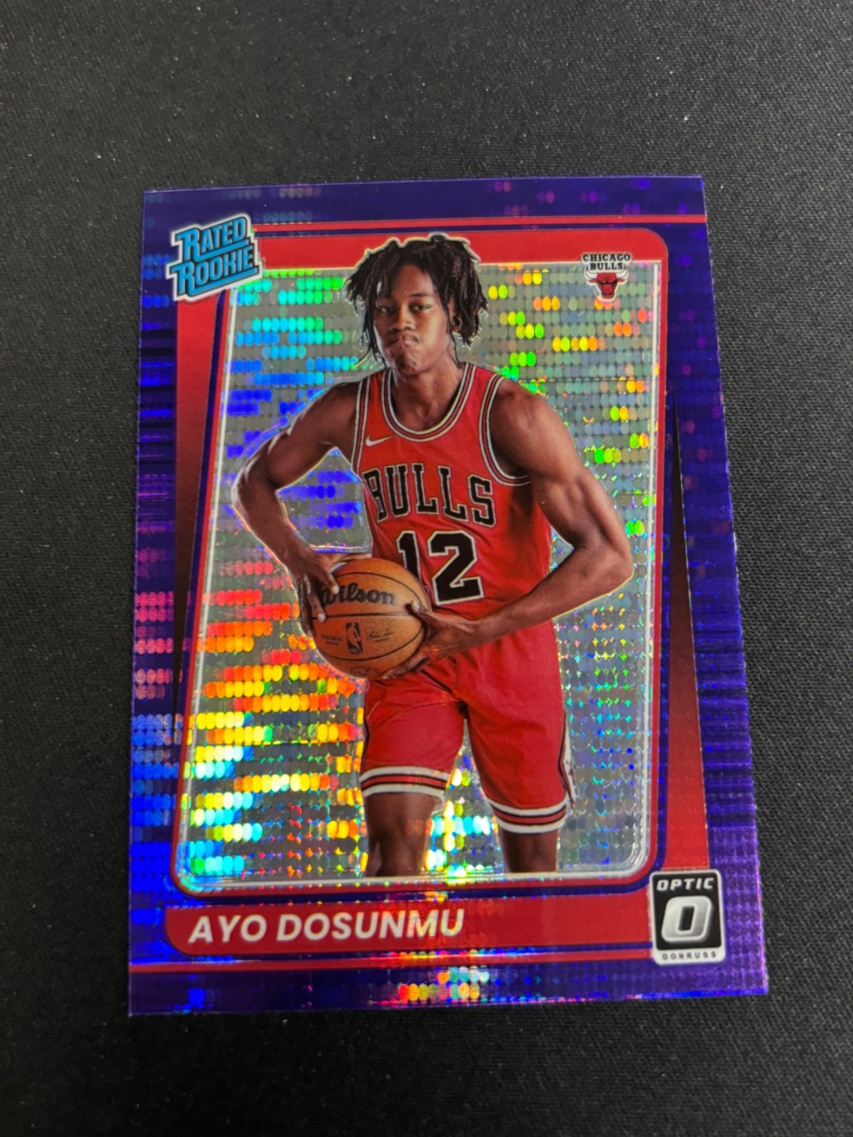 2021-22 Panini Optic Ayo Dosunmu #171 Purple Pulsar Bulls