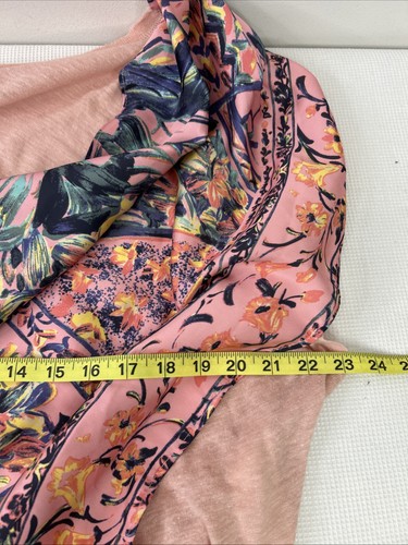 Free People Damen XL Rosa Jet Set Sliky Bandana Schal vorne Blumen Top - Bild 12 von 12