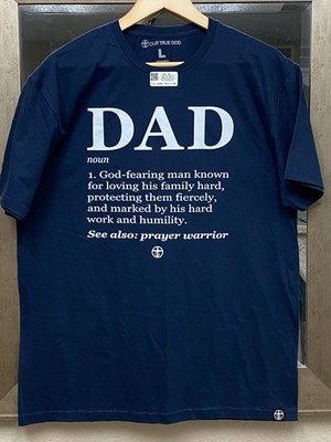   ''God s Definition of Dad'' T-Shirt Our True God Tee Dark Blue Men's LARGE NWT 