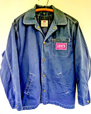 Levi s Chore Jacket | Vintage 80s 90s | Distressed Navy Blue Canvas with Patch