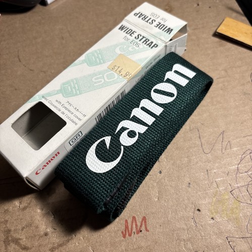 Canon EOS - 1 1/2" Wide Green Woven Camera Strap - Vintage NOS