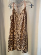 Xhilaration Pink Sequin Dress Small  T-Strap Mini Lined (A169)