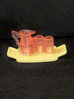 Fisher-Price Loving Family Dollhouse Pink Lemonade Pitcher & Glasses Yellow Tray