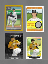 2013 GERRIT COLE, YANKEES, TOPPS FINEST RC & BOWMAN CHROME MINI RC + 2 PARALLELS