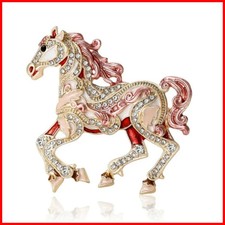 Luxury Running Horse Brooches For Women Unisex 4-color Enamel Powerful Animal...