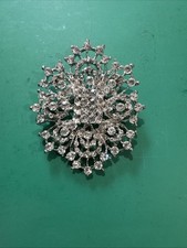 Luxury Big Floral Clear Crystal Rhinestone Brooch Pin Wedding Bridal Jewelry 2