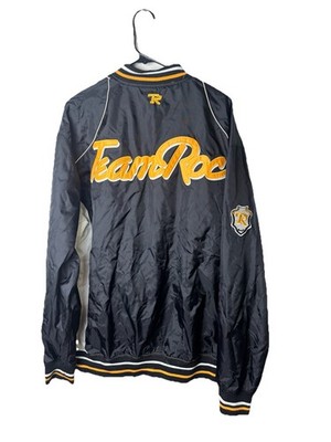 VTG Y2k Roca Wear Team Roc Tour Mens Varsity Track Jacket Zip Nylon LG Black