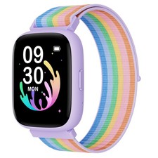 BIGGERFIVE Smart Watch for Kids, 1.8" Fitness Single Strap, Rainbownylon