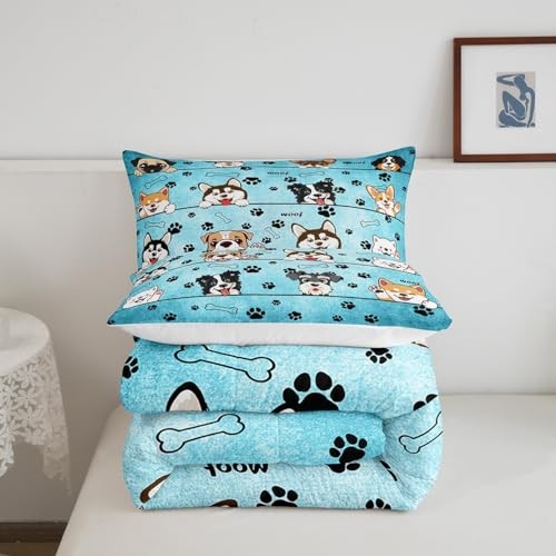 Cute Dog Comforter Set for Kids Room Decor Cartoon Puppy Pet Twin Cute Dog 01 - Picture 6 of 7