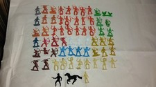 Vintage Marx And Other 2 Inch Plastic Toy Cowboys  Indians Figures Lot of 62