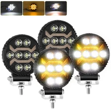 4" LED Work Light Bar Pods Round Offroad Driving Truck ATV Fog Lamp Amber DRL