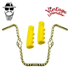Lowrider Cage Twisted 16" 25.4 Handlebar Gold 120 Grips Solid/Yellow