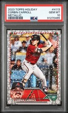 2023 TOPPS HOLIDAY METALLIC #H113 CORBIN CARROLL ROOKIE RC PSA 10