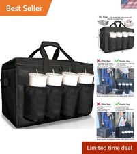 XL Insulated Food Delivery Bag with Large Cup Holders for Hot & Cold Beverages