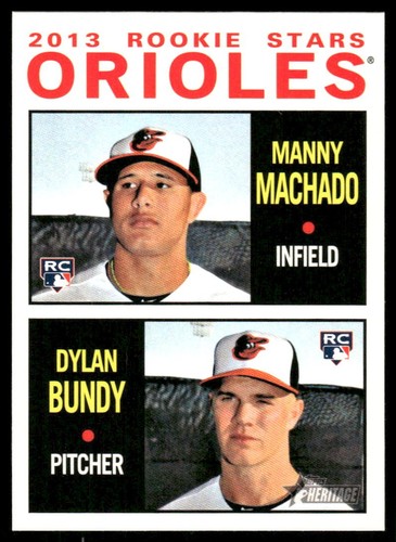 2013 Topps Heritage #201 Orioles Rookie Stars (Manny Machado / Dylan Bundy)