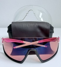 ROKA SL-1X Shield Wrap Sunglasses Pink Frame Pink Mirrored Lens UV400 Case