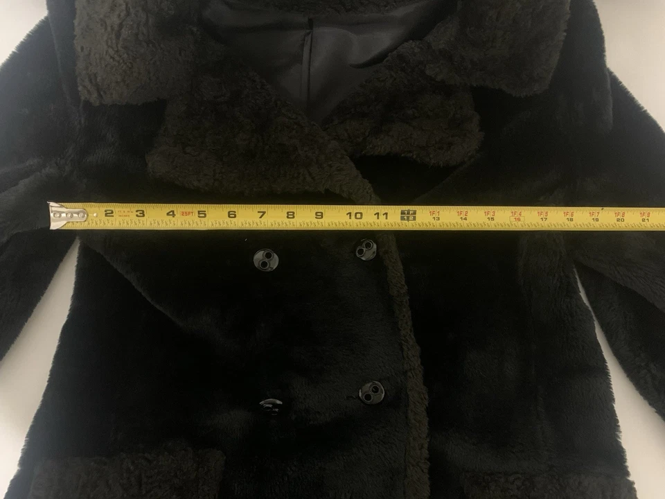 Abrigo de guisante de piel sintética vintage para mujer cuello negro sin marca y sin talla talla talla 6-8 Foto 4 de 4