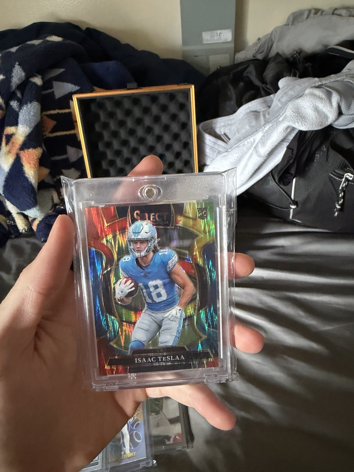 2025 Panini Select Isaac Teslaa Rookie Prizm #70 Tie Dye /25 Detroit Lions