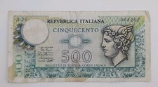 1979 Banca D Italia, Italy - 500 Italian Lire ITL Banknote Serial No. A29 68262