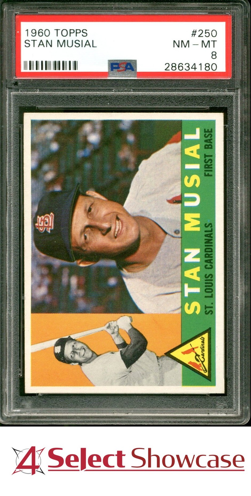 1960 TOPPS #250 STAN MUSIAL CARDINALS HOF PSA 8