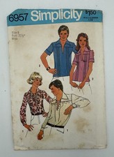 Simplicity 1975 Sewing Pattern 6957 Men  s Pullover Collar Shirt Size 38-40 Cut