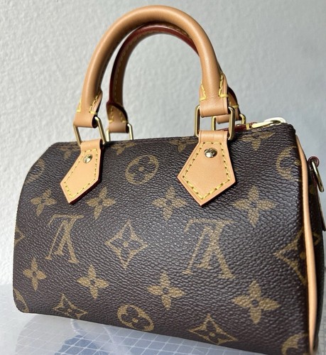 Louis Vuitton Nano Speedy Monogram Canvas Authentic Adjustable Removable Straps