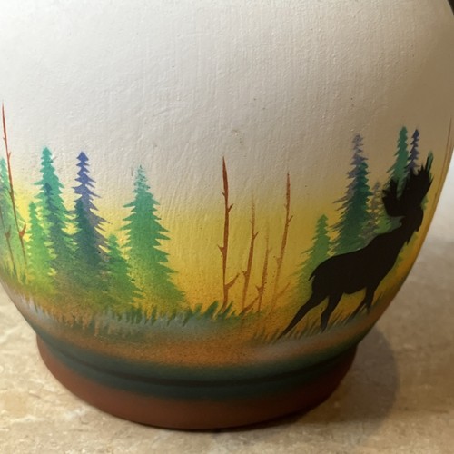 Native American RWA 1999 Pottery Vase Moose Wild Collection? Vintage Rusticdecor - Picture 12 of 14