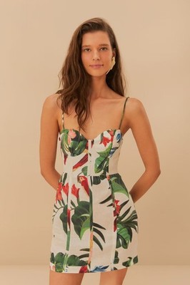 chinese dress ladies Farm Rio Midnight Macaw Fiesta Black Sleeveless Mini Dress