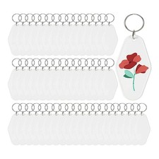 50pcs Blank Motel Keychain Bulk with Key Rings,Hotel Keychains Key Tag for4869