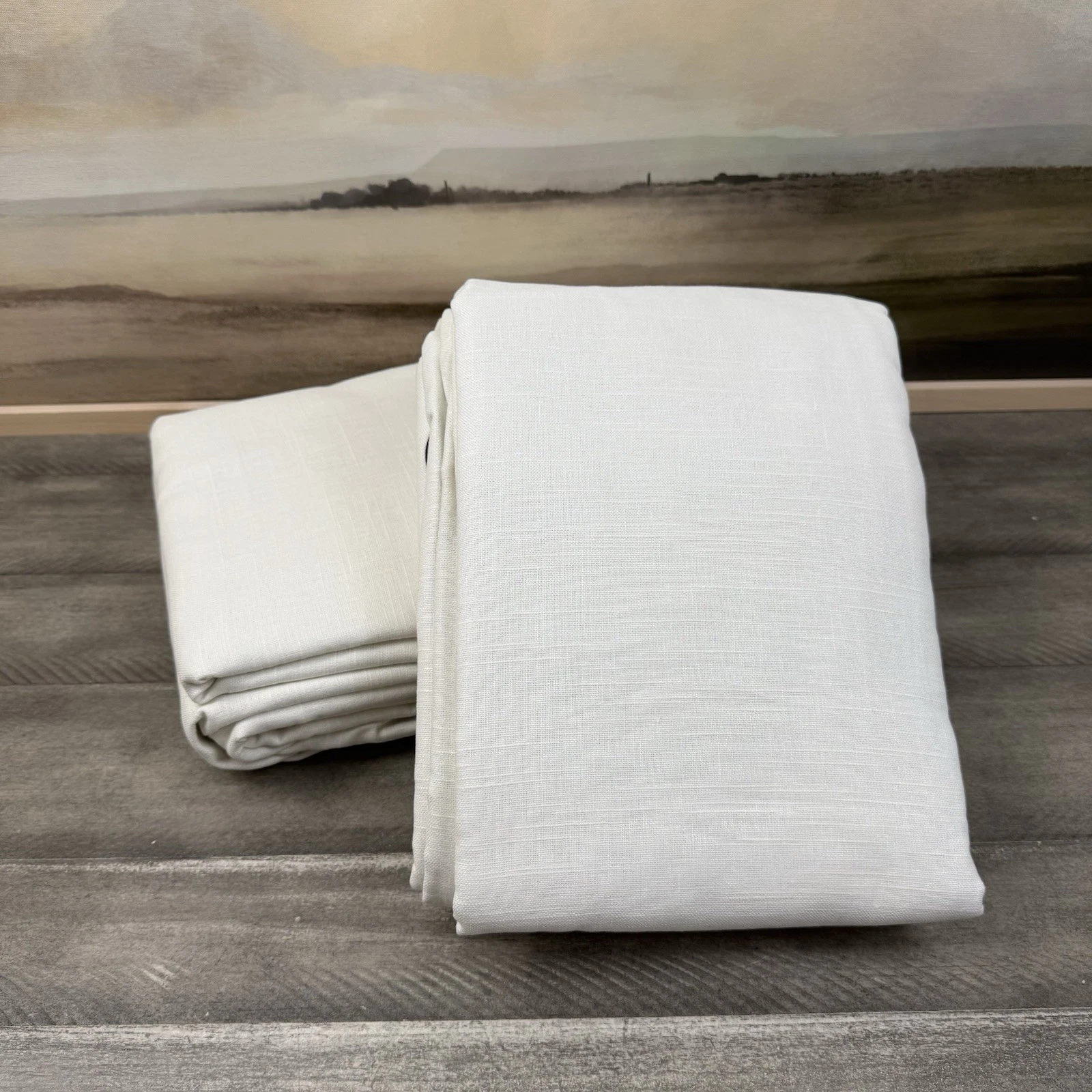 Pottery Barn Emery Linen Grommet Blackout Curtains Drapes 50”x96” White Set/2 OB