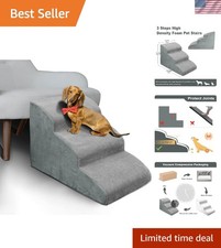 3 Steps High Density Foam Dog Stairs Ramps,Non-Slip Pet Steps for Older Dogs,...
