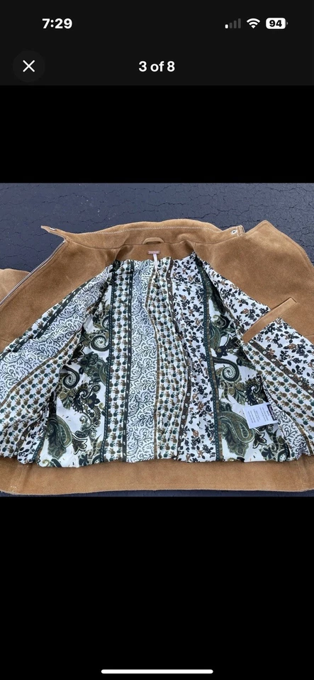 Chaqueta Moto Free People Cuero Gamuza Mujer S Abrigo Marrón Estilo “In The Street” Foto 4 de 4