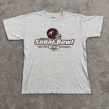 Vintage Virginia Tech Nokia Sugar Bowl 2005 T-Shirt Mens Medium Gray VT Hokies