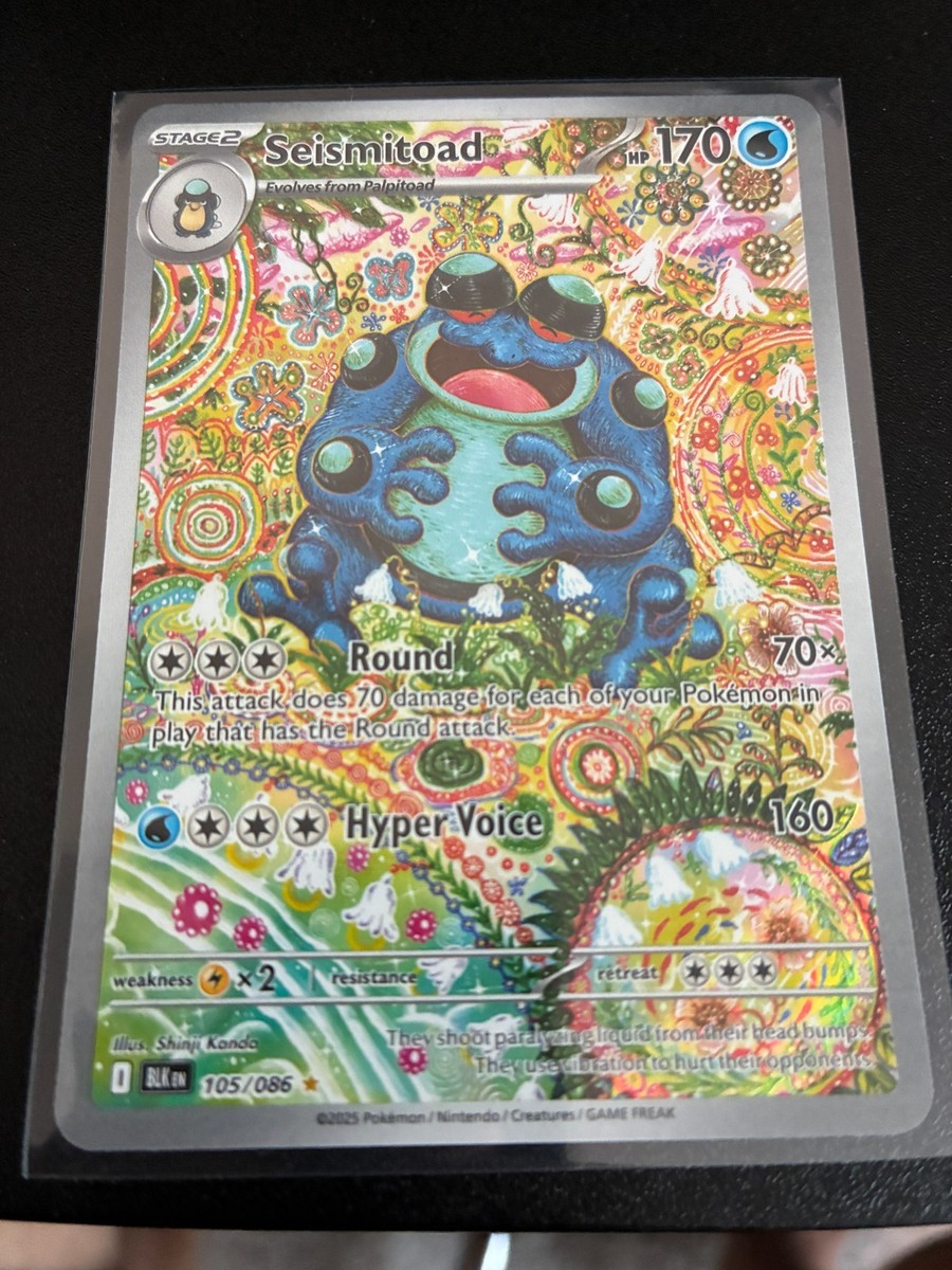 Seismitoad 105/086 Sv Pokemon Black Bolt Holo NM USA Seller 666