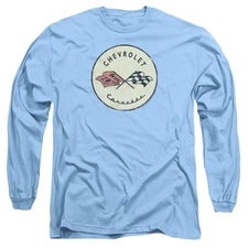 Chevrolet Old Vette Mens Long Sleeve Shirt Carolina Blue Officially Licensed Off