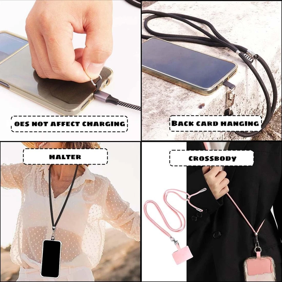 2Pcs Portacellulare Da Collo Donna,Corda per Cellulare Da Collo Con 2 Patch,Rego - Immagine 4 di 4